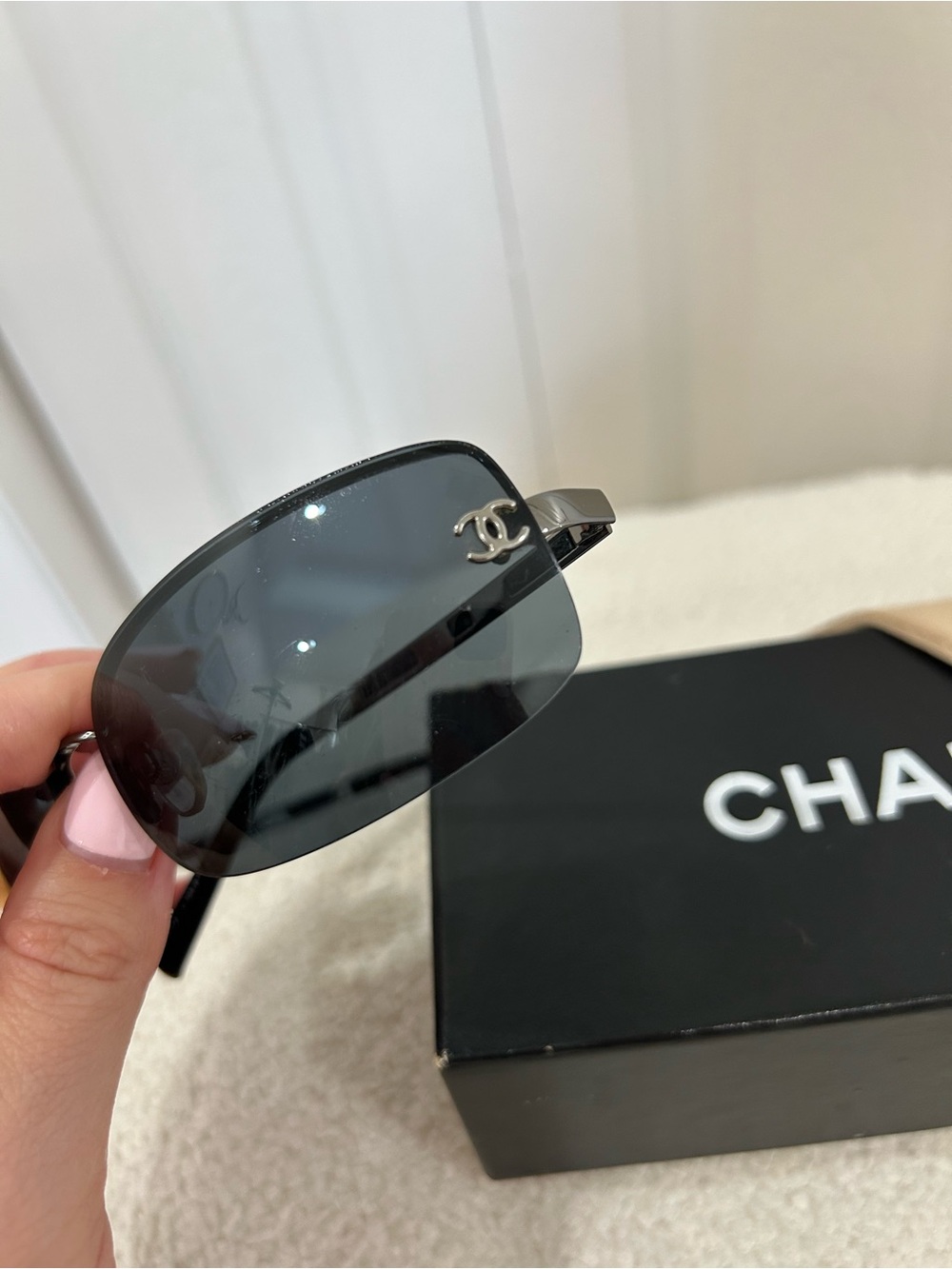 Chanel 4113 Rimless CC Logo Sunglasses Silver Gray 65-15-120 with Box & Pouch - Picture 7 of 14